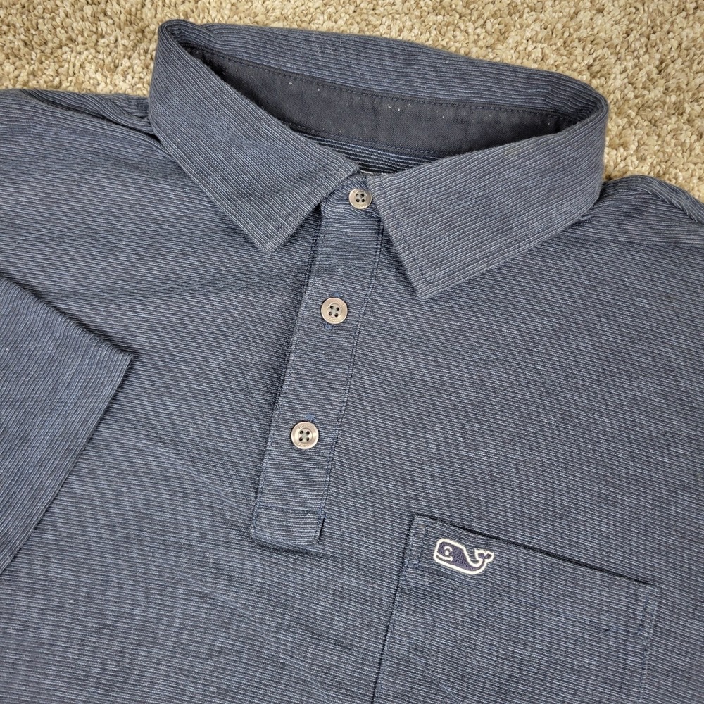 Vineyard Vines Edgartown Mens Medium Navy Performance Stretch Golf Polo